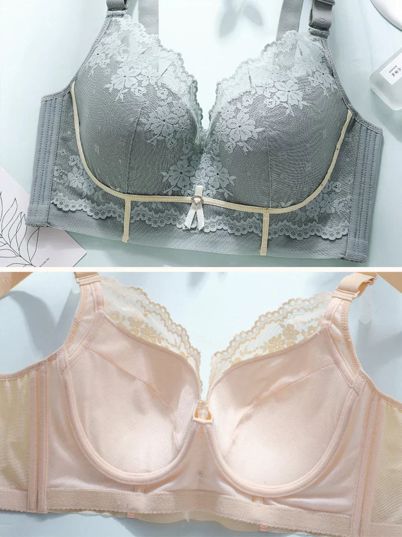 Pack of 3 V-Neck Lace Wireless Side Support Bra