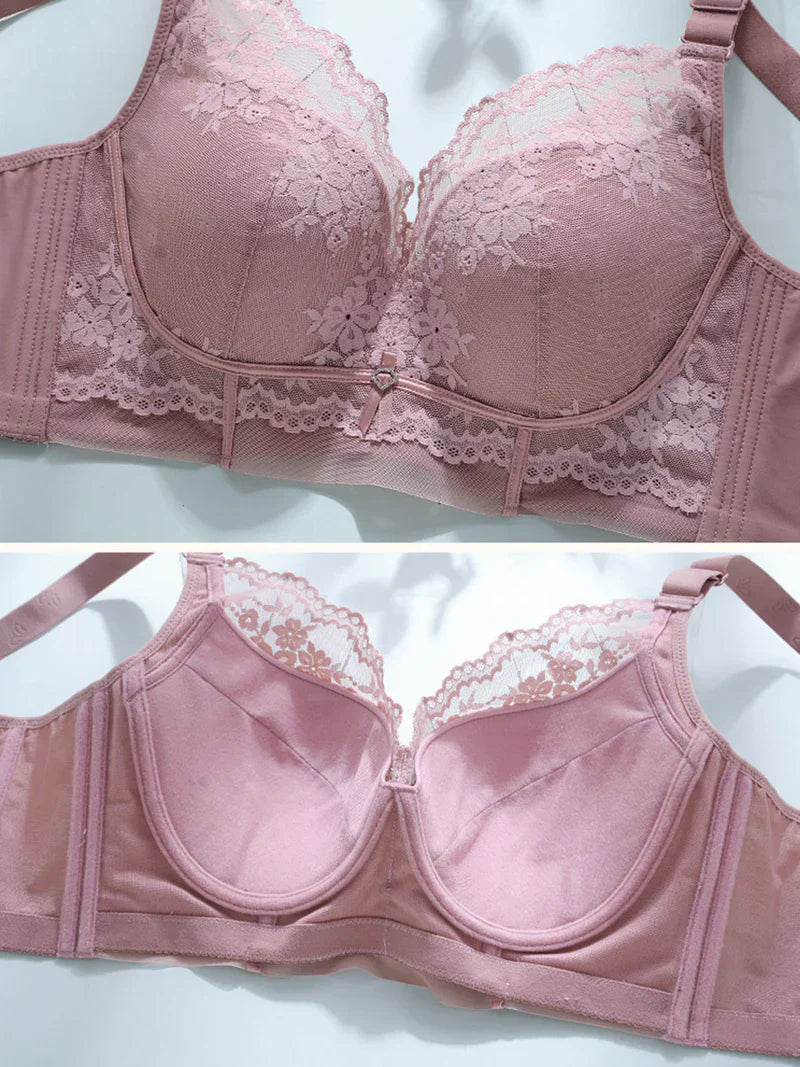 Pack of 3 V-Neck Lace Wireless Side Support Bra