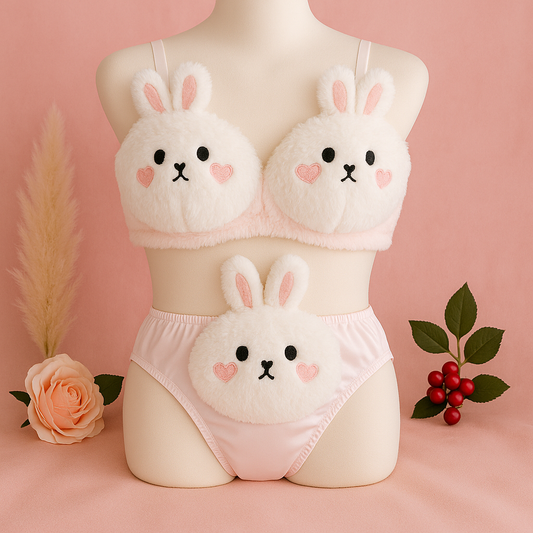 New High Quality Sexy Cute Anime Soft Plush Design bra underwear Japanese cartoon rabbit underwear Bra & Panty Set 582