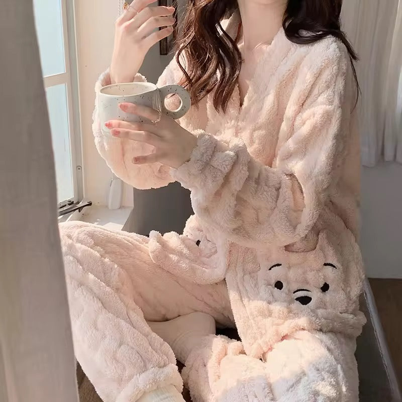 BLS Furry Winter Night Dress Casual Soft Touch Pajama Set