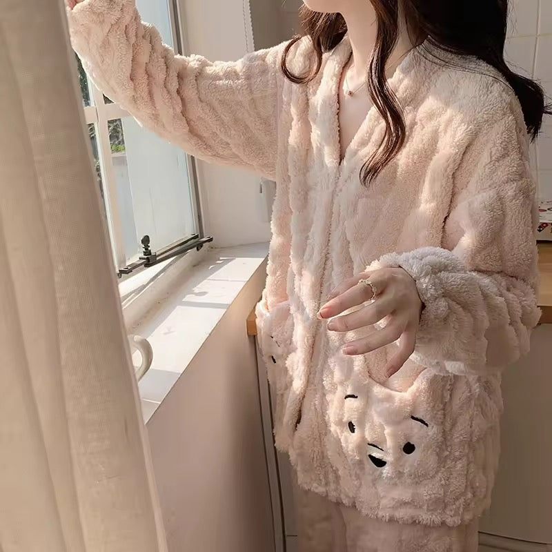 BLS Furry Winter Night Dress Casual Soft Touch Pajama Set