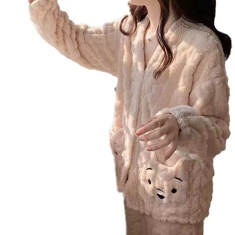 BLS Furry Winter Night Dress Casual Soft Touch Pajama Set
