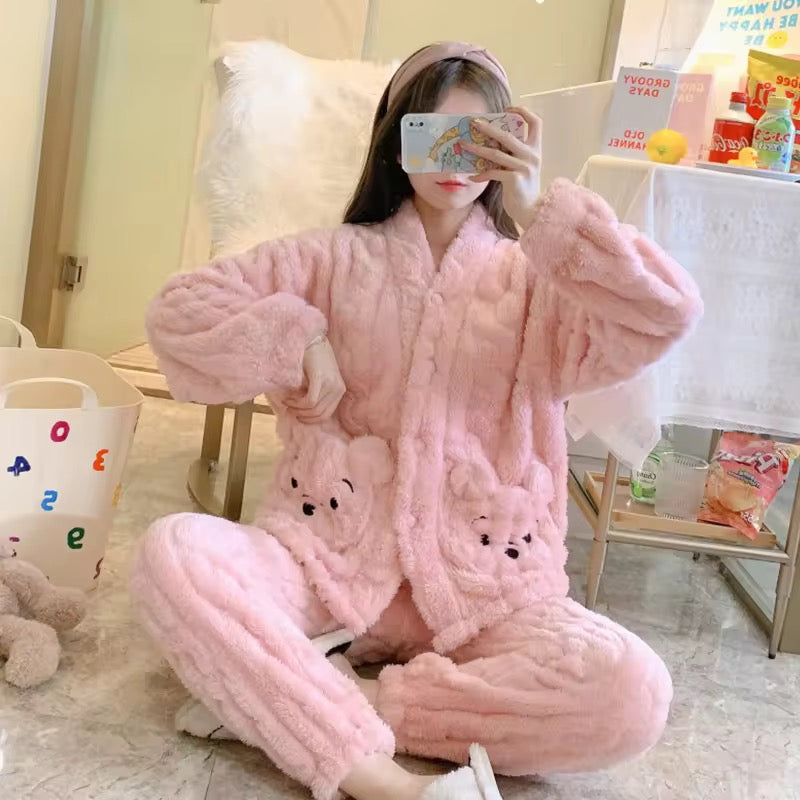BLS Furry Winter Night Dress Casual Soft Touch Pajama Set
