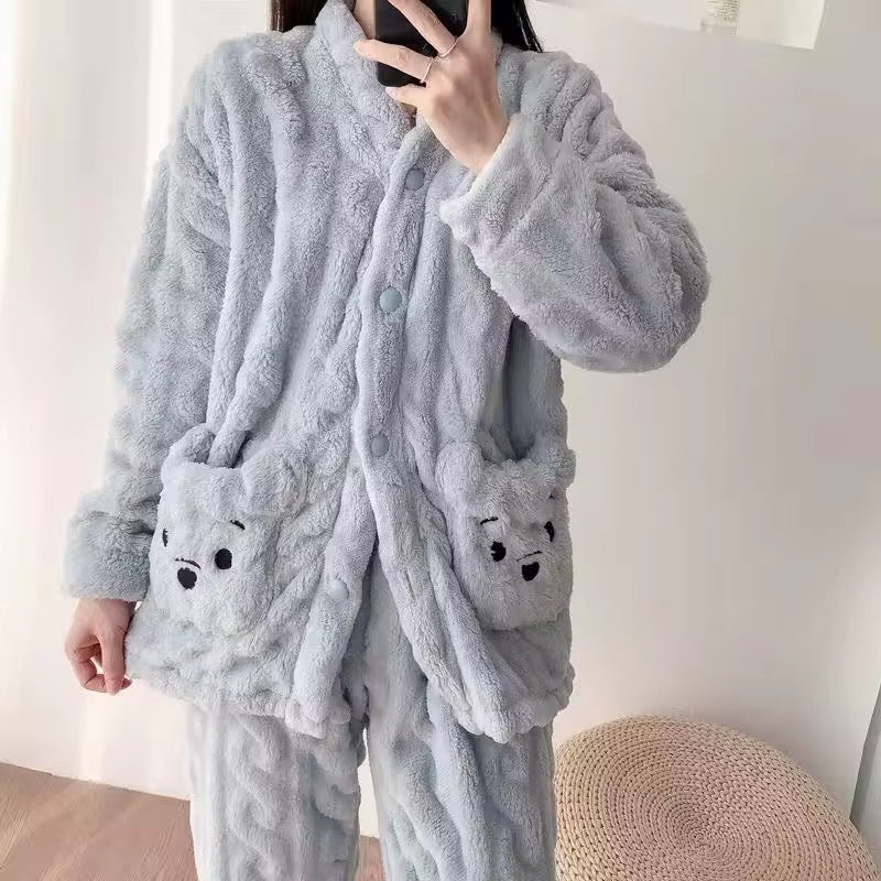 BLS Furry Winter Night Dress Casual Soft Touch Pajama Set
