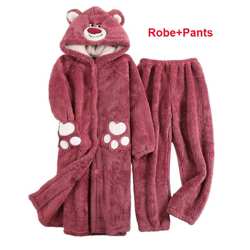BLS Furry Winter Night Dress Special Bear PJ with Long Robe and Hoodie