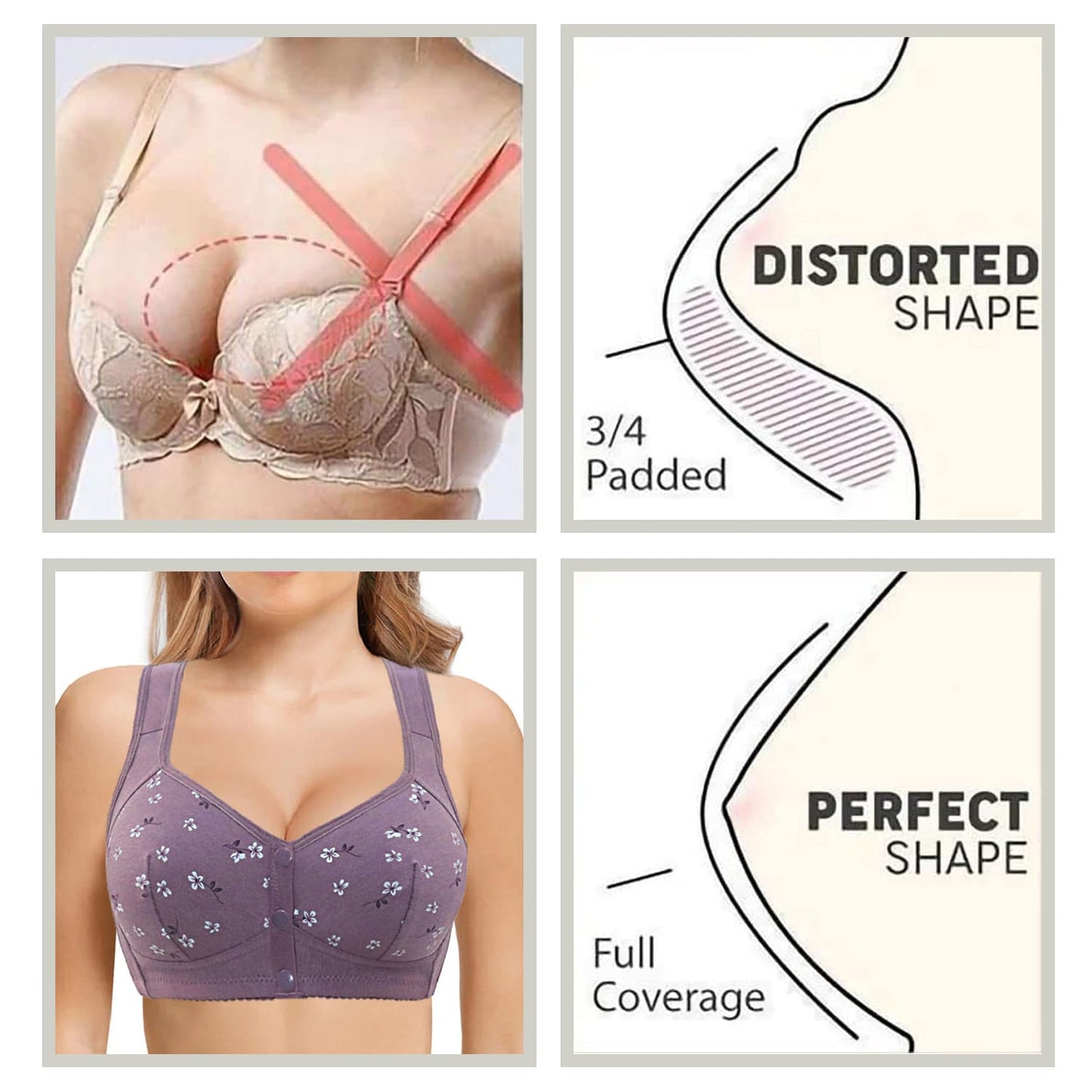 Daisy Comfort Bra – Pack of 3 (Front Button Edition)