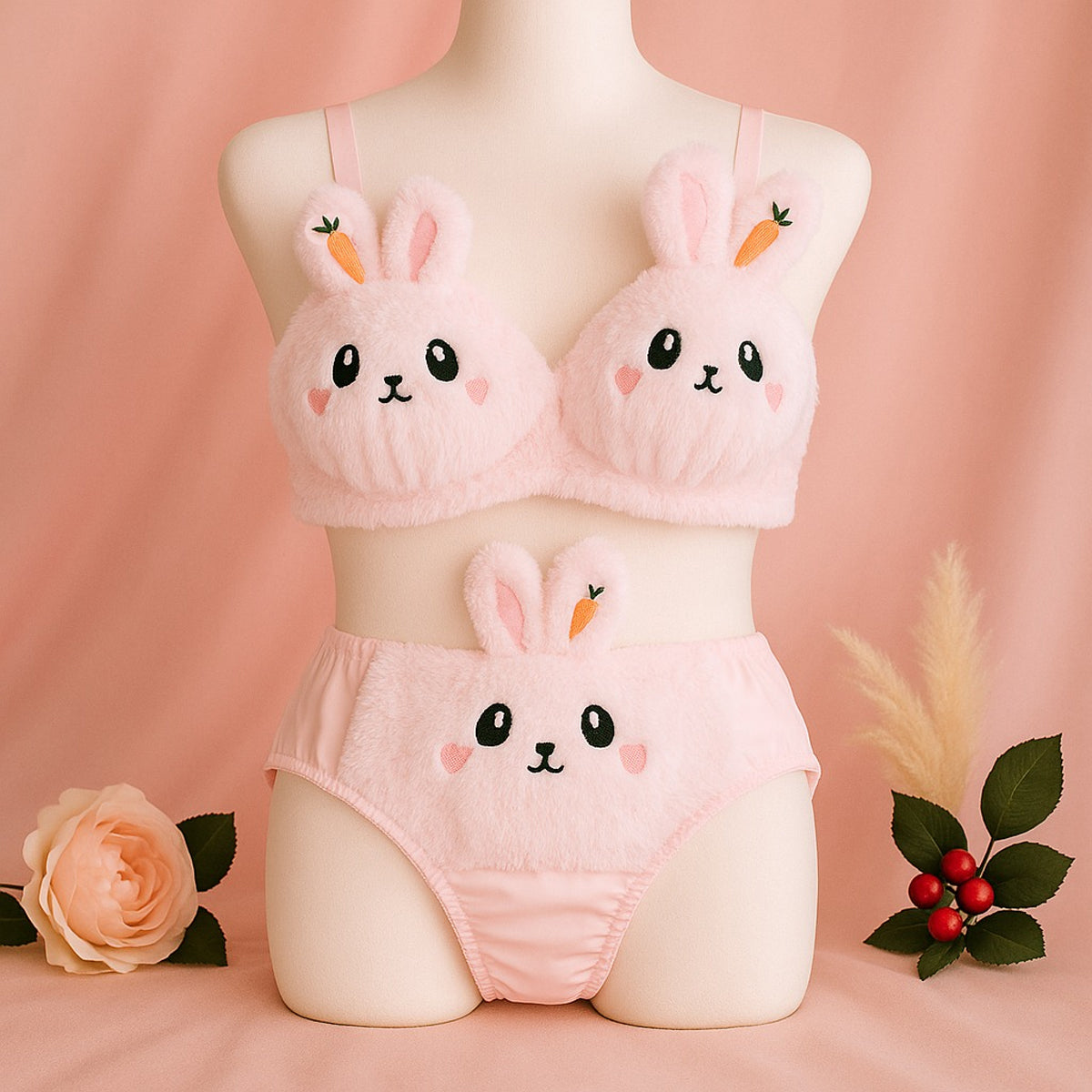New High Quality Sexy Cute Anime Soft Plush Design bra underwear Japanese cartoon rabbit underwear Bra & Panty Set 581