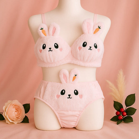 New High Quality Sexy Cute Anime Soft Plush Design bra underwear Japanese cartoon rabbit underwear Bra & Panty Set 581