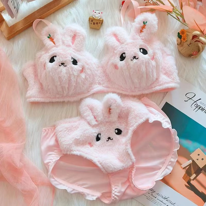 New High Quality Sexy Cute Anime Soft Plush Design bra underwear Japanese cartoon rabbit underwear Bra & Panty Set 581