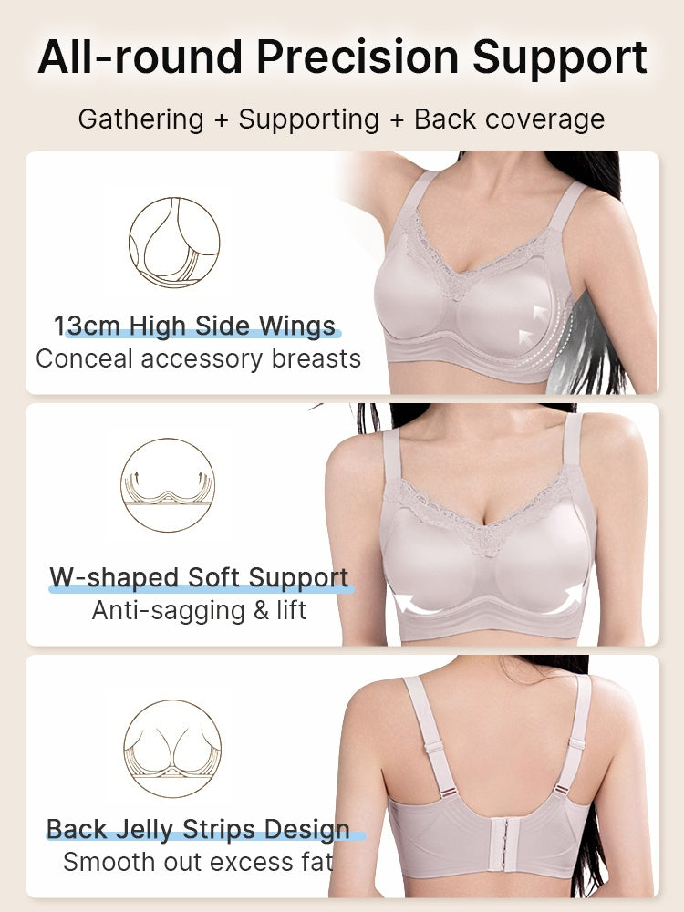 PACK OF 3: VEIMIA Delicate Lace Bra Anti-sagging Lift & Wireless Soft Support With Airy Pads, Silky Satin For Gentle Comfort