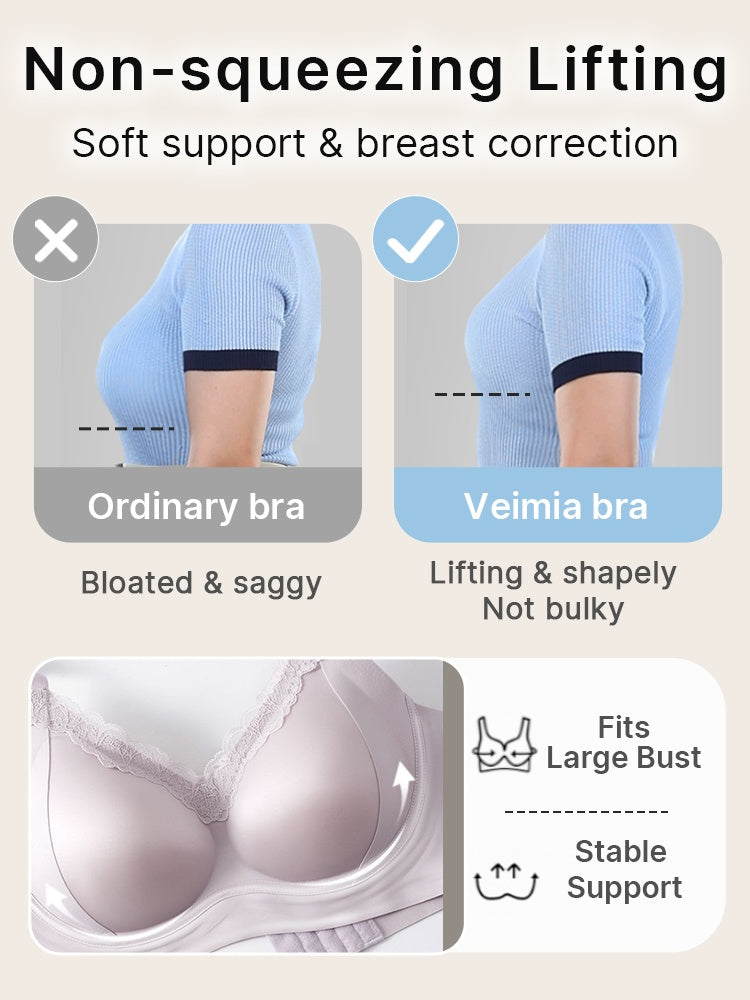 PACK OF 3: VEIMIA Delicate Lace Bra Anti-sagging Lift & Wireless Soft Support With Airy Pads, Silky Satin For Gentle Comfort