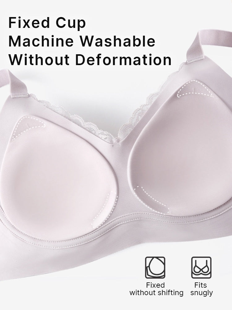 PACK OF 3: VEIMIA Delicate Lace Bra Anti-sagging Lift & Wireless Soft Support With Airy Pads, Silky Satin For Gentle Comfort
