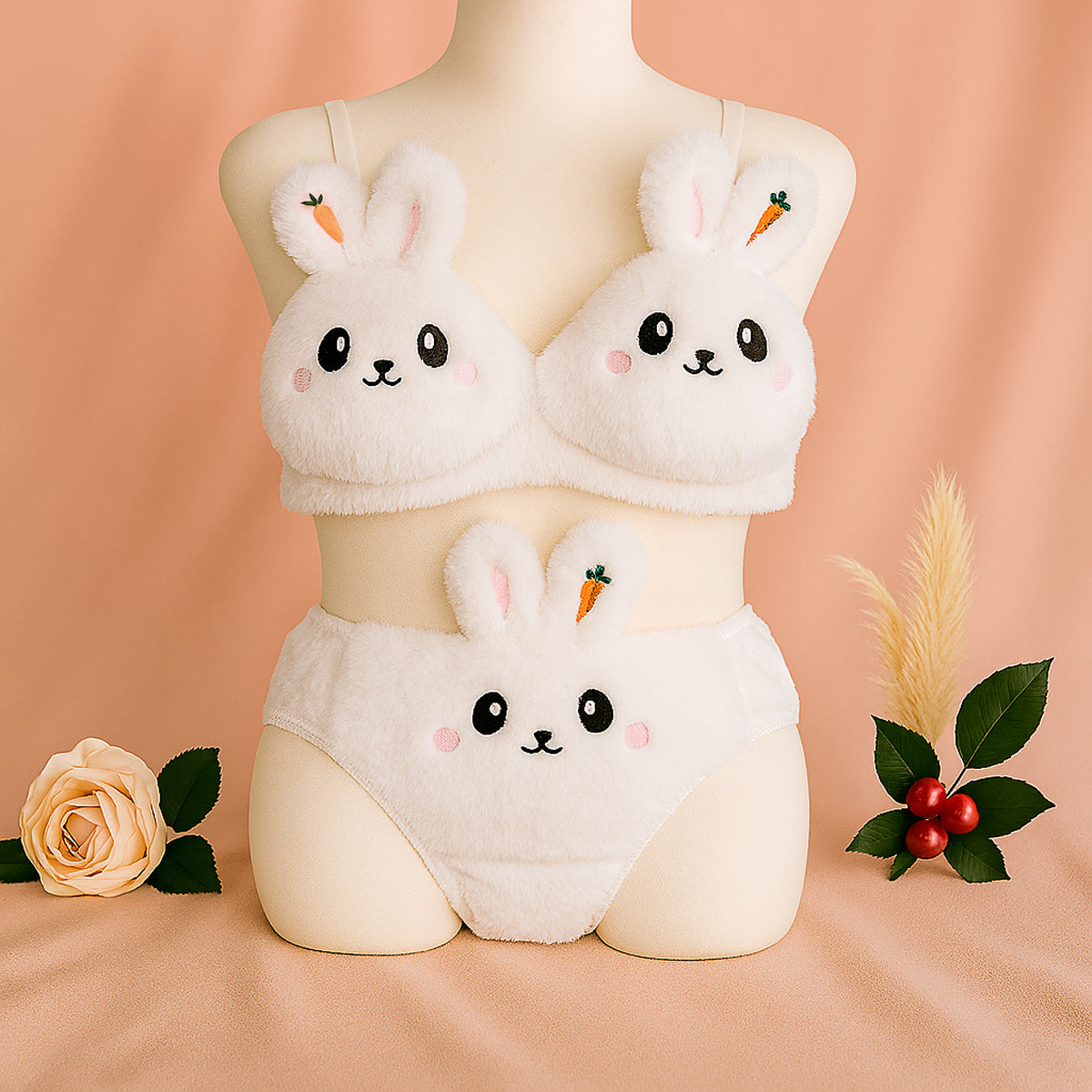 New High Quality Sexy Cute Anime Soft Plush Design bra underwear Japanese cartoon rabbit underwear Bra & Panty Set 581