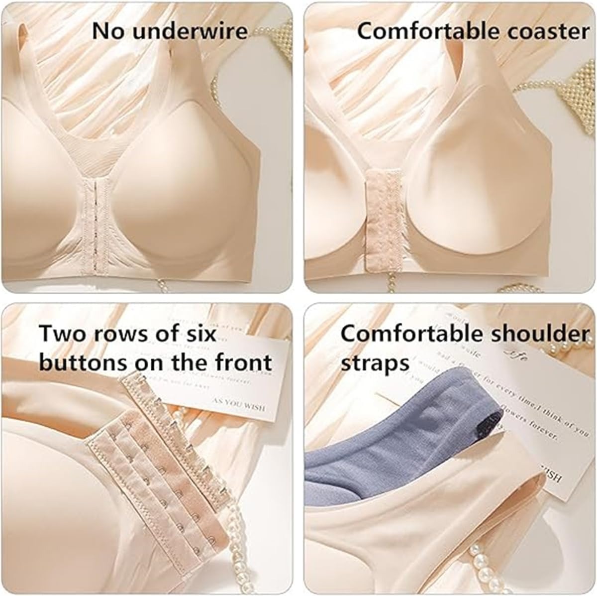 Pack of 3 Seamless Front Buckle Cross Back Shaping Bra