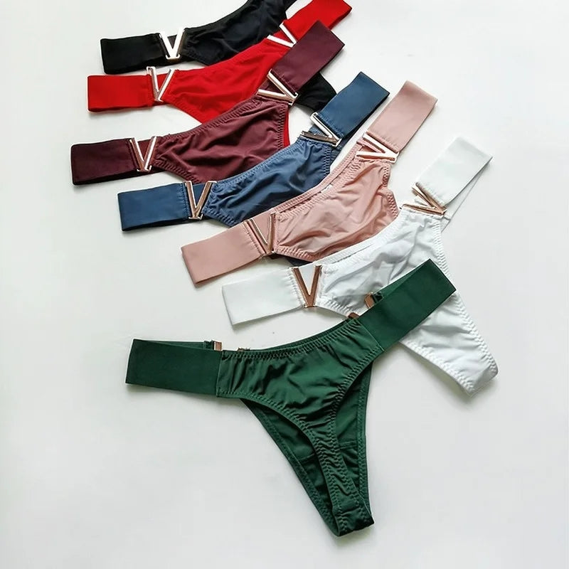 V-Shaped Metal Underwear Sports Waist High Panties for Women's